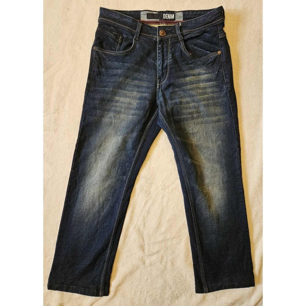 COBB Italy Straight Fit Low Rise Dark Wash Denim Jeans Mens Size 32 Capri